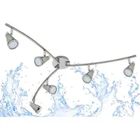 Trango 6-vlam badkamerlamp 1009-62 IP44 Badkamer plafondlamp in nikkel mat & chroom, ganglamp, toiletlamp, plafondlamp, plafondspot inclusief 6x 5 W GU10 LED lamp I Spots & scharnieren draaibaar