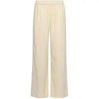 Smashed Lemon Linnen look wide leg broek in crème beige |
