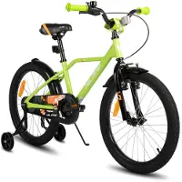 Hiland Stoere Jongensfiets - 20 Inch - Met Zijwieltjes & Standaard - Handrem & Terugtraprem - Groen - Geschikt voor buitenactiviteiten in de lente