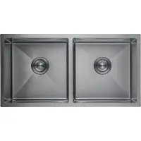 LOMAZOO Dubbele Spoelbak Aquarius - Wasbak Keuken - 875 x 450 mm - Antraciet