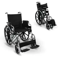 Mobiclinic , inklapbare rolstoel, Giralda, rolstoel voor senioren en mensen met een beperking, verstelbare armleuningen en afneembare voetsteunen, zwart, zitbreedte 46 cm