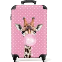 NoBoringSuitcases.com - Kindertrolley meisjes giraf - Reiskoffer kinderen - 55x35x25