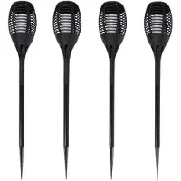 Lifetime Garden Solar LED tuinfakkels - 4x - zwart - 77 cm - Tuinverlichting - LED fakkels