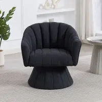 MODFU Draaistoel - 360° Draaibaar En Ergonomisch - Modern - Voor Woonkamer Of Thuiskantoor - Ribfluweel - Donkergrijs - 70 X 66 X 72 Cm