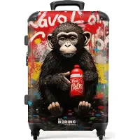 NoBoringSuitcases.com - Koffer groot - Rolkoffer lichtgewicht - Chimpansee voor graffiti muur - Reiskoffer met 4 wielen - Grote trolley XL - 20 kg bagage