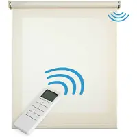 STORESDECO - Motorgecontroleerd Screen rolgordijn met aluminium afwerkingen, Beige 100x250 cm