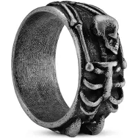 Lucleon Aspero | 10 mm Grijze Roestvrijstalen Skeletring