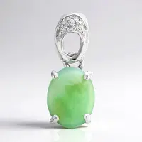 Cavill - Zilveren Hanger 925 Sterling Zilver - Keizerlijk Chrysopraas 0,8 ct Ovaal - 3 Witte Topaas 0,016 ct - Elegante Dames