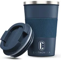 Castagnola Thermosbeker - Koffiebeker To Go - Travel Mug voor Koffie en Thee - Theebeker - 380 ML - RVS - Blauw