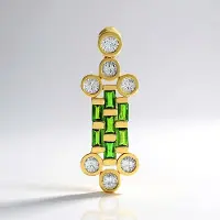 Cavill - Elegante Hanger - 925 Sterling Zilver Verguld - Russische Diopsied 0,78ct & Cambodjaanse Zirkonen 1,02ct - Achthoekig Bezel
