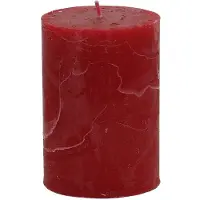 Viana Effen pilaarkaarsen, donkerrood, 70x100mm (set van 4) – Lang brandende