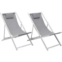 Happy Garden Set van 2 CYPRUS stoelen - grijs textilene/witte structuur