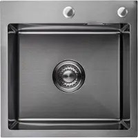 LOMAZOO Spoelbak Met Kraangat - Spoelbak Keuken - Spoelbakken Keuken - Wasbak Keuken - Gun Metal RVS - 34 x 45 cm[ELLA]