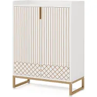 Happiq Schoenenkast met deuren - 5 lades - Wit - Voor 20 paar - Schoenenrek - Woonkamer en slaapkamer - 105 cm hoog × 75 cm breed × 35 cm diep