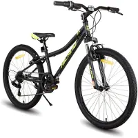 Hiland Climber 2.0 Tiener Forensen Stadsfiets - 24 inch - 7 versnellingen ​​- V-Brake - Zwart - Geschikt voor buitenactiviteiten in de lente