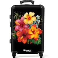 NoBoringSuitcases.com - Koffer groot - Rolkoffer lichtgewicht - Tropische bloemen in street art stijl - Reiskoffer met 4 wielen - Grote trolley XL - 20 kg bagage