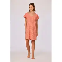 Woody slaapkleed dames - perzikoranje gestreept - 261-10-YDB-Z/902 - maat XL