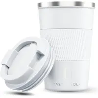 Castagnola Thermosbeker - Koffiebeker To Go - Travel Mug voor Koffie en Thee - Theebeker - 380 ML - RVS - Wit