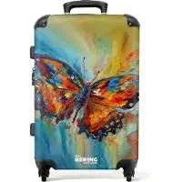 NoBoringSuitcases.com Koffer - Vlinder - Olieverf - Kunst - Reiskoffer - Trolley - Hardcase - Lichtgewicht - 72 liter - 66 cm - TSA slot - Handbagage - Cabin size - Grote koffer - 20 kg bagage