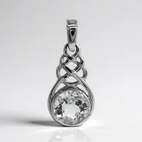 Cavill - Zilveren Hanger 925 Sterling Zilver met Witte Topaas 1,34 ct - Geplateerd Platina - Rond Bezel Zetting - Elegant Braziliaans Edelsteen