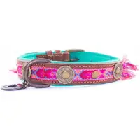 Dwam Halsband Boho Rosa - Hondenhalsband - Pink&Turquoise 27-33x2.5 Cm