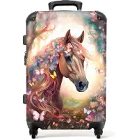 NoBoringSuitcases.com - Kinderkoffer meisje - Paard kindertrolley meisjes - Koffer groot voor kinderen - Rolkoffer lichtgewicht - Reiskoffer met 4 wielen - Grote trolley XL - 20 kg bagage