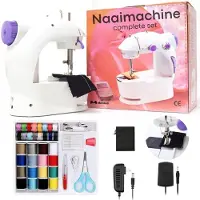 Membeli Naaimachine - Elektrische Mini Naaimachine - Werkt op Stekker & Batterijen - 2 Snelheden - Inclusief Accessoires - Voor Beginners & Kinderen