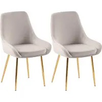 CLP Elmira Set van 2 eetkamerstoelen - Klassiek - Met rugleuning - Met armleuning - Met rugleuning - Velvet - goud/grijs