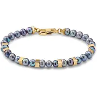 Lucleon Ocata | Goudkleurige Armband met Zwarte Parels