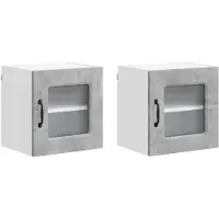 vidaXL Vaatwasserpaneel Kalmar 2 pcs Beton Grijs Bewerkt hout