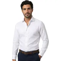 Ledub overhemd wit anti kreuk Modern Fit