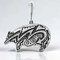 Cavill - Zilveren beerhanger Desert Chic - 925 Sterling Zilver - modieuze hanger met tribal design - Varioclip systeem - uniek sieraad 32x31 mm