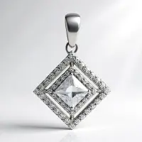 Cavill - Zilveren Hanger - 925 Sterling Zilver Platina - Cambodjaanse Zirkoon 0,97 ct & Pavé Zirkonia 0,50 ct - Elegant