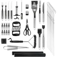 TTD Premium BBQ Accessoires Set 40-delig - BBQ Gereedschapset RVS - Barbecue Accessoires - BBQ Tang - BBQ Spatel - Inclusief BBQ Thermometer en Schoonmaak Borstel - Inclusief Opbergtas
