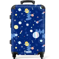 NoBoringSuitcases.com - Kinderkoffer jongen - Kindertrolley jongens - Blauwe ruimte - Koffer kind groot - Rolkoffer lichtgewicht - Reiskoffer met 4 wielen - Grote trolley XL - 20 kg bagage