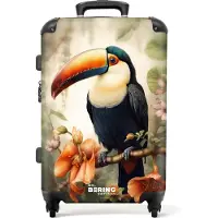 NoBoringSuitcases.com - Koffer groot - Rolkoffer lichtgewicht - Portret van een toekan op een tak in close-up - Reiskoffer met 4 wielen - Grote trolley XL - 20 kg bagage