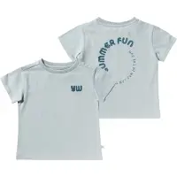 Your Wishes T-shirt met backprint grijsblauw Jongens Stretchkatoen Ronde hals - maat 110