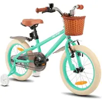 Hiland Meisjesfiets - 16 Inch - Met Mandje & Zijwieltjes - Handrem & Terugtraprem - Groen - Geschikt voor buitenactiviteiten in de lente
