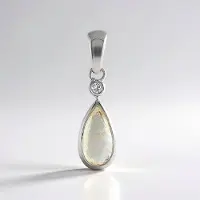 Cavill - 925 Sterling Zilver Hanger - Regenboog Maansteen 1,15 ct Peervorm Cabochon - Witte Topaas 0,04 ct Rond - Elegante Druppelvorm