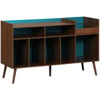 Sweeek Vintage XL platenspeler kastje tweekleurig 130cm Blauw