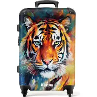 NoBoringSuitcases.com Koffer - Tijger - Dieren - Olieverf - Kunst - Trolley - Reiskoffer - Grote koffer - 20 kg bagage - 72 liter - 66 cm - Lichtgewicht - Hardcase - TSA slot