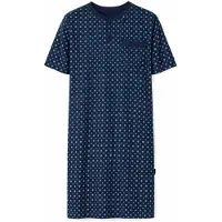 Comtessa Comte - Heren Nachthemd Korte Mouw – Donkerblauw Print – 50% Katoen / 50% Modal - maat S