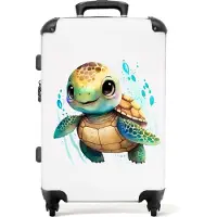 NoBoringSuitcases.com - Kinderkoffer schildpad - Kindertrolley - Koffer kind groot - Rolkoffer lichtgewicht - Reiskoffer met 4 wielen - Kinder valies - Grote trolley XL - 20 kg bagage