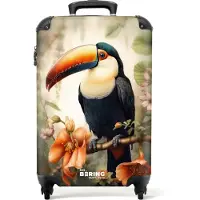 NoBoringSuitcases.com - Handbagage koffer lichtgewicht - Reiskoffer trolley - Portret van een toekan op een tak in close-up - Rolkoffer met wieltjes - Past binnen 55x40x20 en 55x35x25