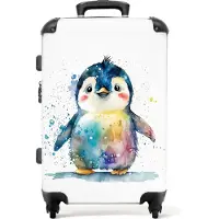 NoBoringSuitcases.com - Kinderkoffer - Kindertrolley pinguïn - Koffer kind groot - Rolkoffer lichtgewicht - Reiskoffer met 4 wielen - Grote trolley XL - 20 kg bagage