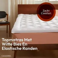 Casabel Zachte Matras Topper 180 x 200 cm van ademende microvezel met witte bies