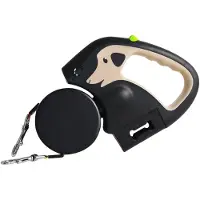 LONGZIMING -Verstelbare Hondenriem - Geïntegreerd Led-licht - Tot 3 Meter Uitrekbaar - Ergonomische Greep - 1 Stuk - Voor Wandelen Joggen En Hiking - Khaki