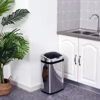 MODFU - Afvalemmer Met Sensor - Automatische Deksel - Modern - Voor Keuken En Kantoor - Roestvrij Staal - Zilver