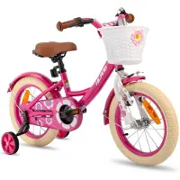Hiland Kinderfiets - 16 Inch - Voor Jongens & Meisjes - Met Mandje, Bel & Bagagedrager - Inclusief Zijwieltjes - Geschikt voor buitenactiviteiten in de lente