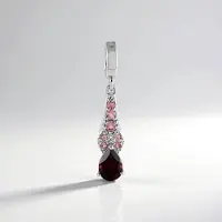 Cavill - Zilveren Hanger - 925 Sterling Zilver Geplatineerd - Mahagoni Zirkoon 1 14 ct en Roze Toermalijn - Druppelvormig Elegant Sieraad